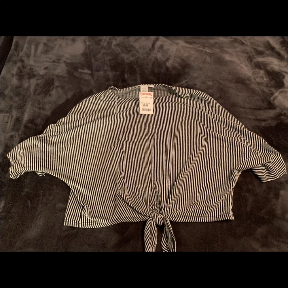 Black and white striped blouse